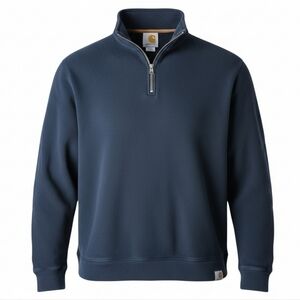 Carhartt Navy Quarter-Zip Sweatshirt Relaxed Fit Size Large